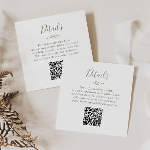 Tarjeta De Recepción Hoja mínima   Detalles del Boda del código QR verd