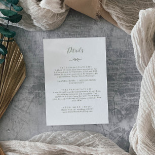 Tarjeta De Recepción Hoja mínima   Detalles del verde oliva