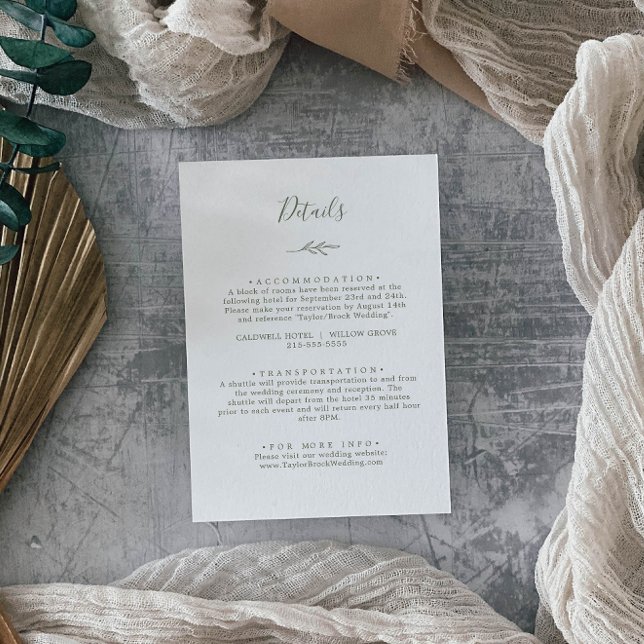 Tarjeta De Recepción Hoja mínima | Detalles del verde oliva (Subido por el creador)