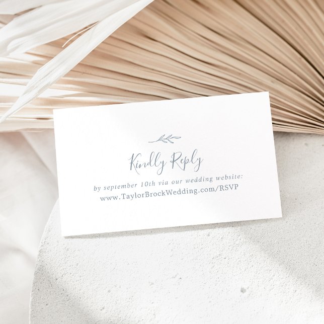 Tarjeta De Recepción Hoja mínima | Dusty Blue Boda Website RSVP (Subido por el creador)