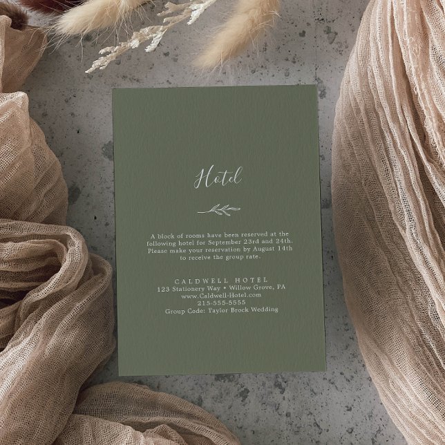 Tarjeta De Recepción Hoja mínima | Hotel Green oscuro (Subido por el creador)