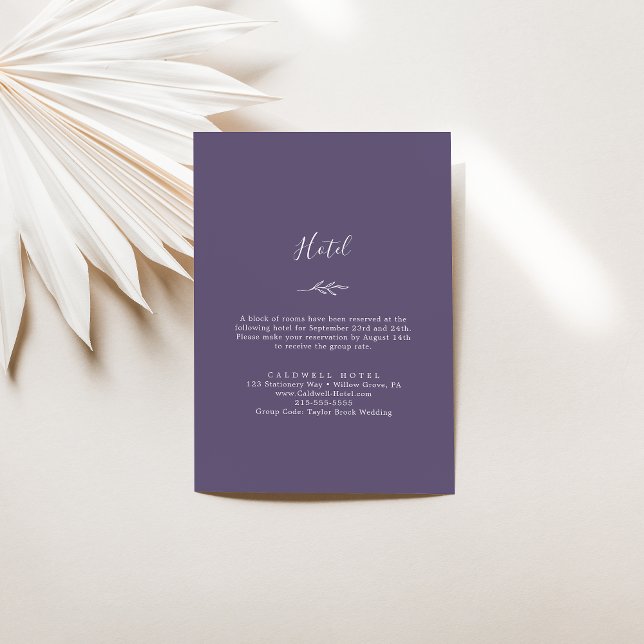 Tarjeta De Recepción Hoja mínima | Plum Purple Hotel (Subido por el creador)