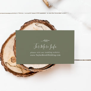 Tarjeta De Recepción Hoja mínima   Sitio web de Bodas verdes oscuros