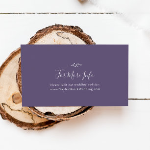 Tarjeta De Recepción Hoja mínima   Sitio Web de Plum Purple Boda