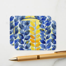 Tarjeta De Recepción Hojas amarillas y azules