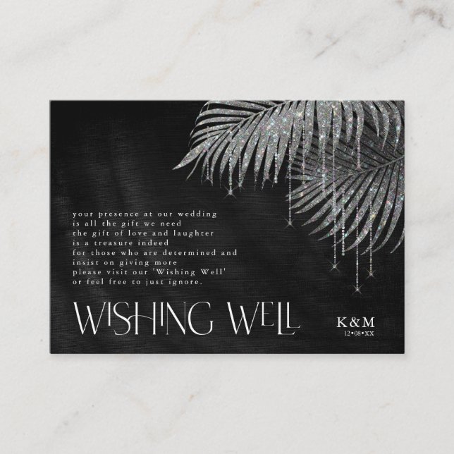 Tarjeta De Recepción Hojas de hojas de palmera Jewel Wishing Well V2 Si (Anverso)