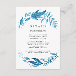 Tarjeta De Recepción Hojas de Índigo | Detalles de la Boda