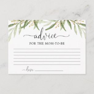 Tarjeta De Recepción Hojas de oro verdes Consejos para las madres