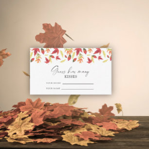 Tarjeta De Recepción Hojas de otoño - adivina cuántos besos juego de bo