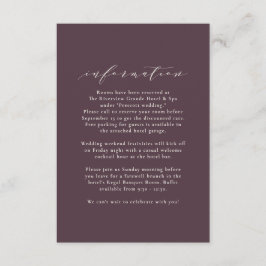 Tarjeta De Recepción Hojas de otoño información de ciruela boda