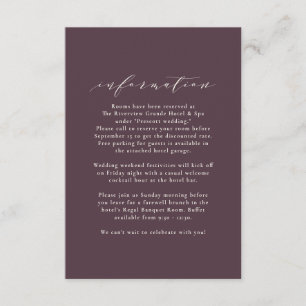 Tarjeta De Recepción Hojas de otoño información de ciruela boda
