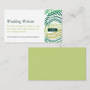 Tarjeta De Recepción Hojas de palmeras tropicales, sitio web de bodas e