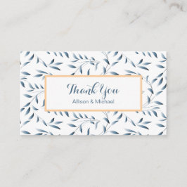 Tarjeta De Recepción Hojas de Sauce Elegante Antiguo Azul Agradecimient