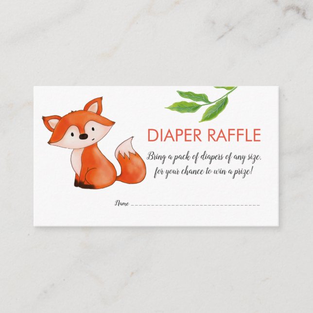 Tarjeta De Recepción Hojas de zorro de bebé | Diaper Raffle | BABY SHOW (Anverso)