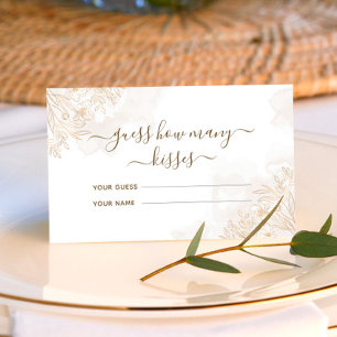 Tarjeta De Recepción Hojas Florales Doradas Cuántos Besos Juego de Boda