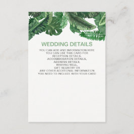 Tarjeta De Recepción hojas tropicales boda botánico de color dorado