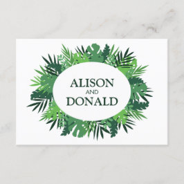 Tarjeta De Recepción Hojas tropicales de palmera floral monstera