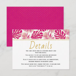 Tarjeta De Recepción Hojas tropicales magenta modernas detalles bodas