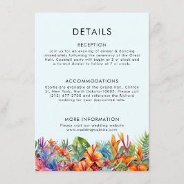 Tarjeta De Recepción Hojas Tropicales Playa Floral Boda de playa Weddia