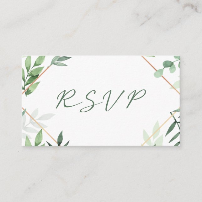 Tarjeta De Recepción Hojas verdes, boda RSVP (Anverso)
