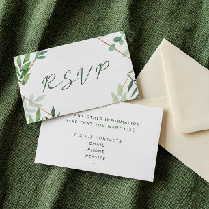 Tarjeta De Recepción Hojas verdes, RSVP boda