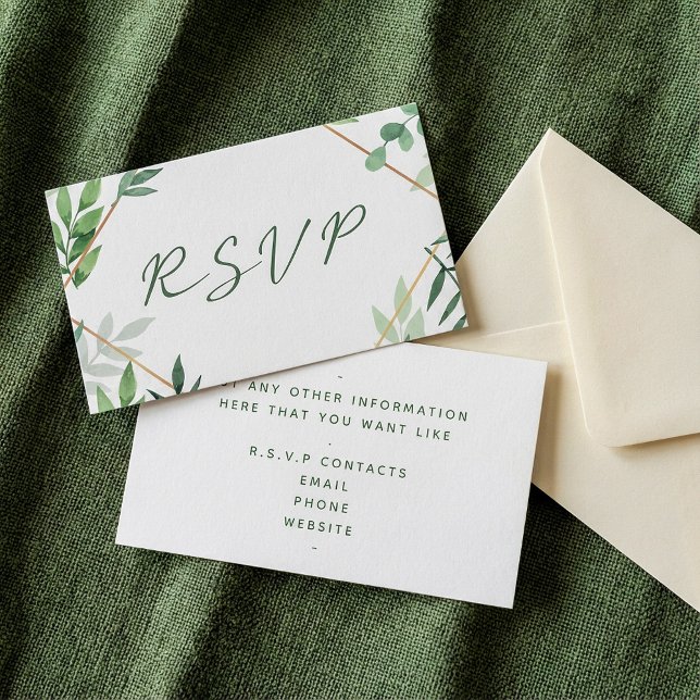 Tarjeta De Recepción Hojas verdes, RSVP boda (Green leaves, RSVP wedding Enclosure Card.)