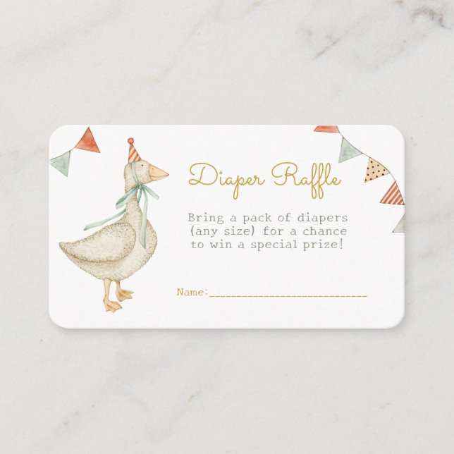 Tarjeta De Recepción Hola Baby Duck Toys Baby Shower Diaper Raffle (Anverso)