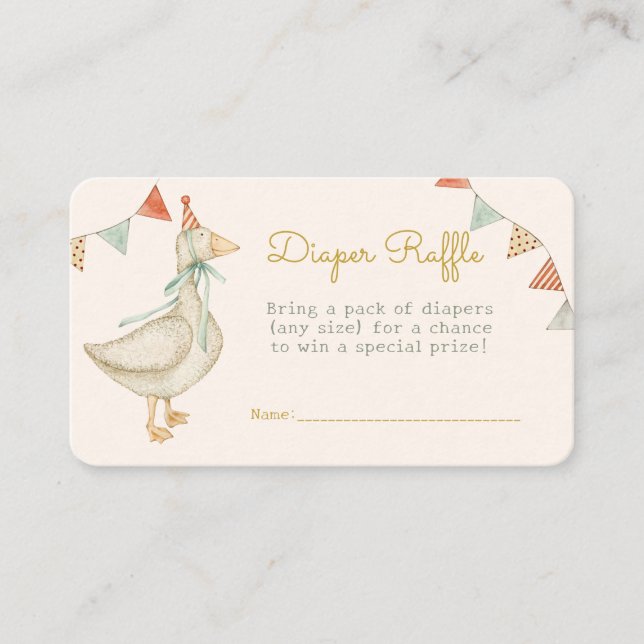 Tarjeta De Recepción Hola Baby Duck Toys Baby Shower Diaper Raffle (Anverso)