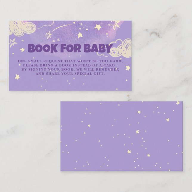 Tarjeta De Recepción Hola Baby Purple Dream Book Request Baby Shower (Anverso / Reverso)