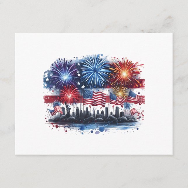 Tarjeta De Recepción Holiday Firework Classic (Anverso)