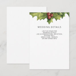 Tarjeta De Recepción Holly Berries Monograma Boda de Invierno