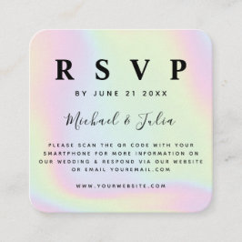 Tarjeta De Recepción Holografía Unicornio Pastel QR Boda de código RSVP