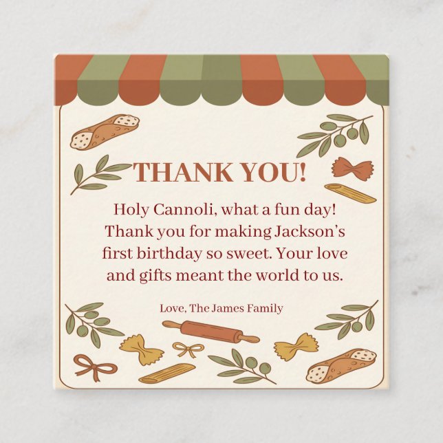 Tarjeta De Recepción Holy Cannoli! First Birthday  (Anverso)