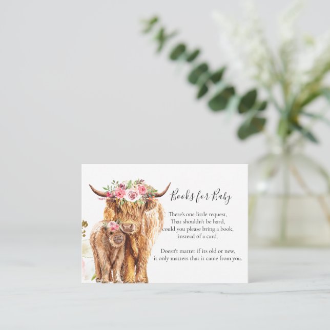 Tarjeta De Recepción Holy Cow Baby Shower Boho Highland Calf (Anverso de pie)