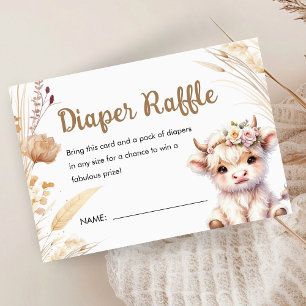 Tarjeta De Recepción Holy Cow Baby Shower Cute Boho Diaper Raffle
