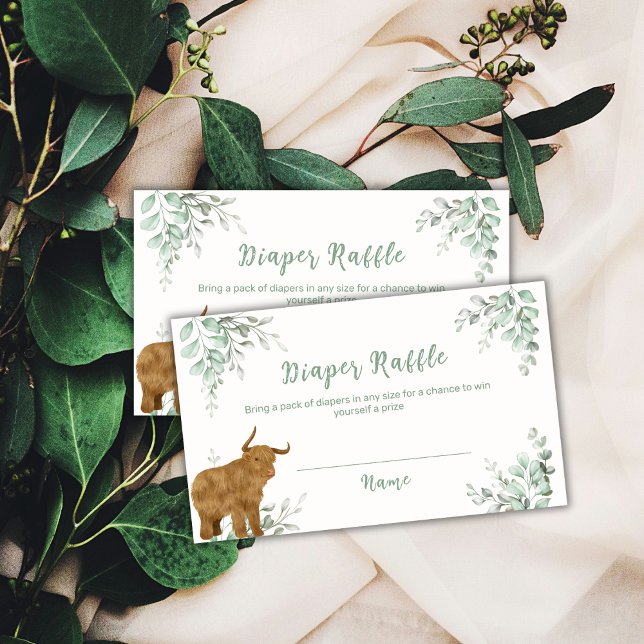 Tarjeta De Recepción Holy Cow Boho Greenery Diaper Raffle Baby Shower (Holy Cow Boho Greenery Diaper Raffle Baby Shower Enclosure Card)