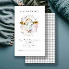 Tarjeta De Recepción Holy Cow Farm Floral Diaper Raffle Baby Shower