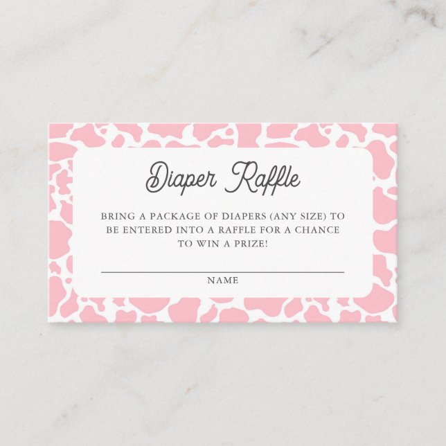 Tarjeta De Recepción Holy Cow Pink Boho Baby Shower Diaper Raffle (Anverso)