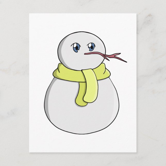 Tarjeta De Recepción Hombre de nieve usando una bufanda amarilla (Anverso)
