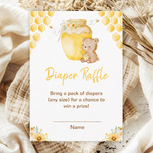 Tarjeta De Recepción Honey Bear Baby Shower Diaper Raffle