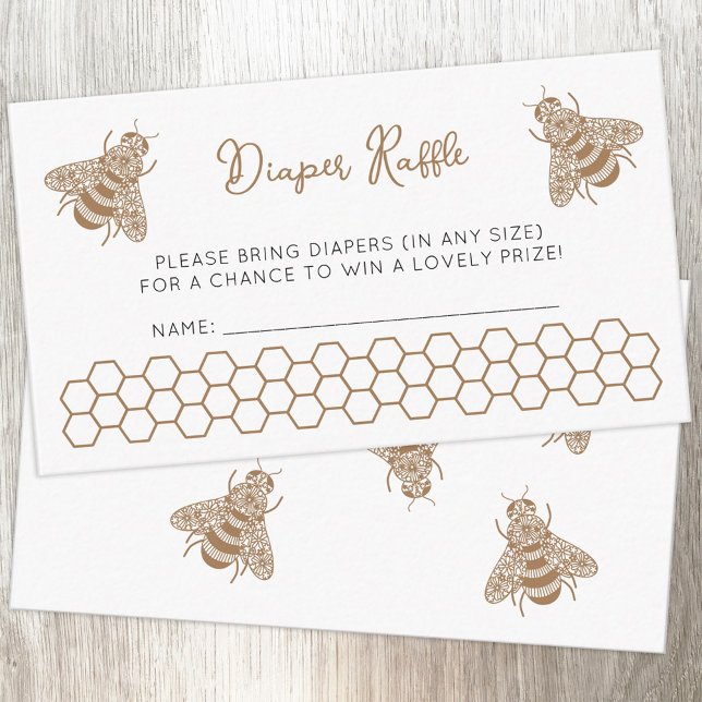 Tarjeta De Recepción Honey Bee Baby Shower Diaper Raffle (Mommy to Bee honeybee themed diaper raffle enclosure card for  baby shower)