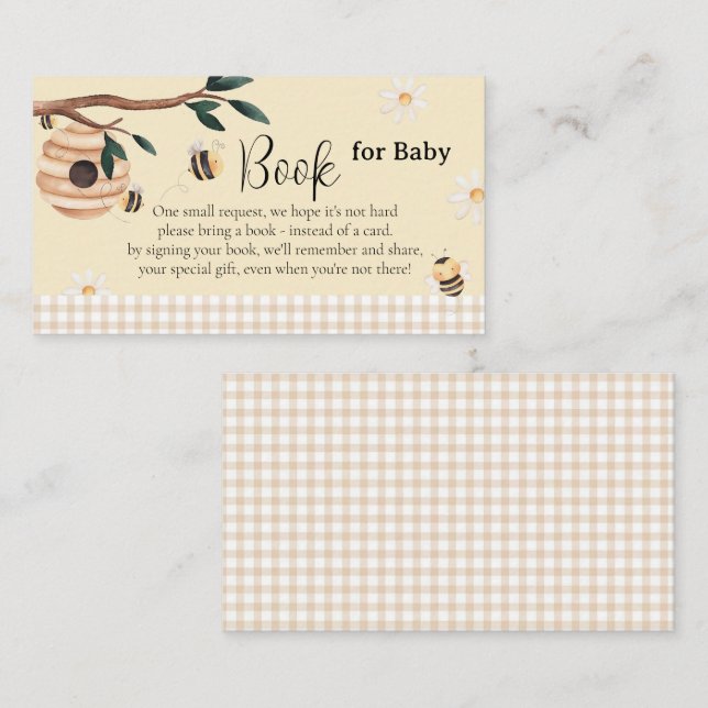 Tarjeta De Recepción Honey Bee Book para Baby Baby Shower (Anverso / Reverso)