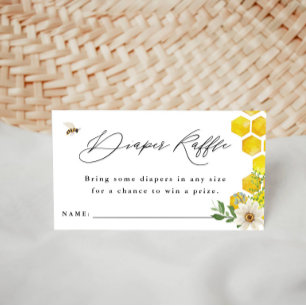 Tarjeta De Recepción Honey Bee & Daisy Diaper Raffle Ticket Baby Shower