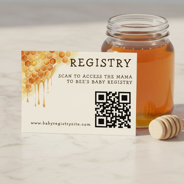 Tarjeta De Recepción Honey Bee Honeycomb Baby Shower QR Code Registry (Honey Bee Honeycomb Baby Shower QR Code Registry Enclosure Card
)