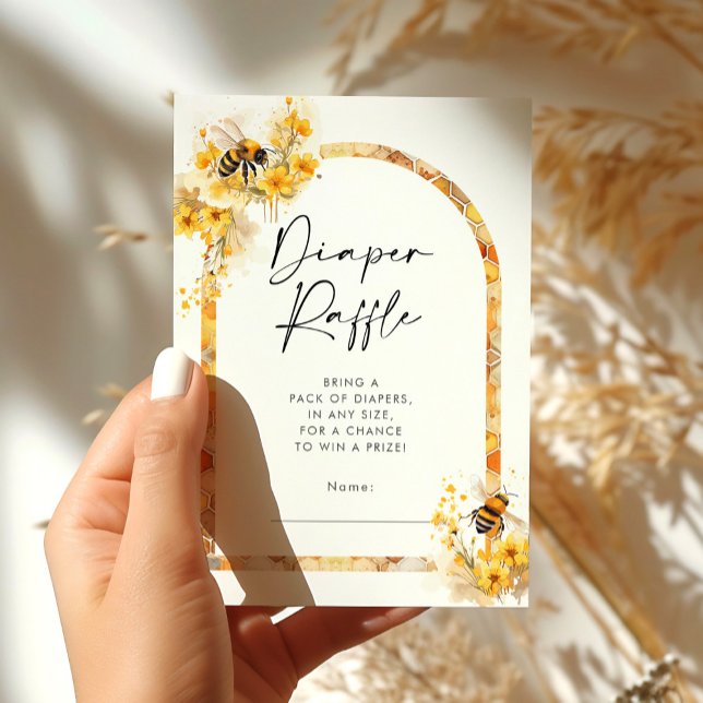 Tarjeta De Recepción Honey Bee Wildflower Baby Shower Diaper Raffle (Subido por el creador)