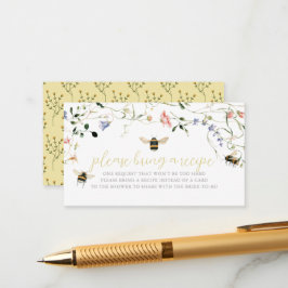 Tarjeta De Recepción Honey Bee Wildflower Bridal Shower Recipe Request
