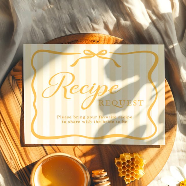 Tarjeta De Recepción Honey Yellow Bridal Shower Recipe Card (Subido por el creador)