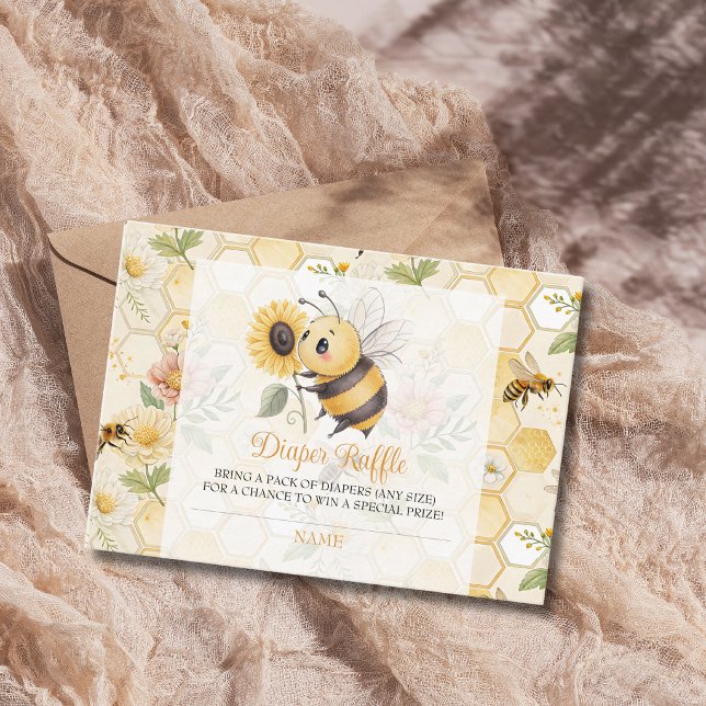 Tarjeta De Recepción Honeycomb Floral Bee Baby Shower Diaper Raffle (Subido por el creador)