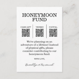 Tarjeta De Recepción Honeymoon Fund QR Code Enclosure Card