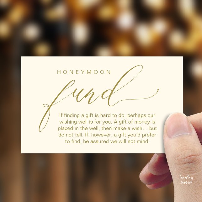 Tarjeta De Recepción Honeymoon Fund Wishing Well, Wish, A Note On Gifts (Honeymoon Fund Wishing Well, Wish, A Note On Gifts Enclosure Card in Yellow Gold)